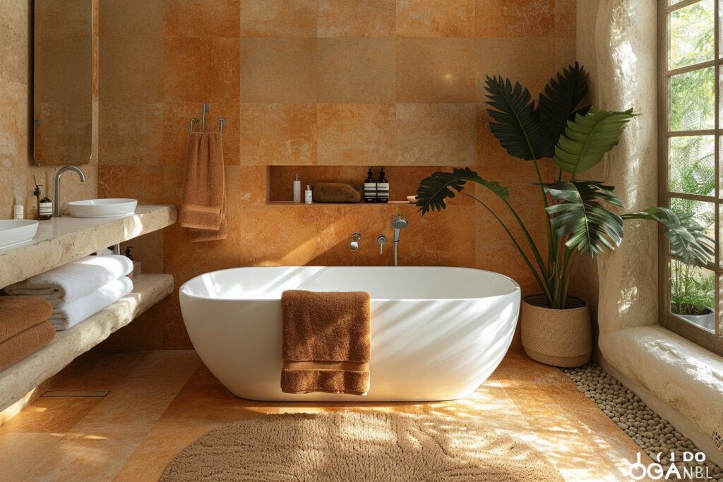 Salle de bain ocre : une ambiance naturelle et chaleureuse